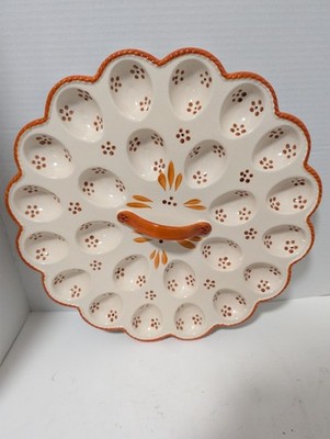 Temptations by Tara Easter Egg Deviled Egg Tray with Handle 14'' Hand Painted 