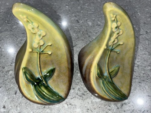 Roseville Art Pottery Pair Green Wincraft Bookends