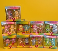 Care Bears Flocked Mini Figures Set of 9 boxes Complete Collection 