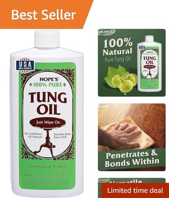 Food Safe & Waterproof - 100% Pure Tung Oil, 16 Fl Oz for Wood & Multi-Surfaces
