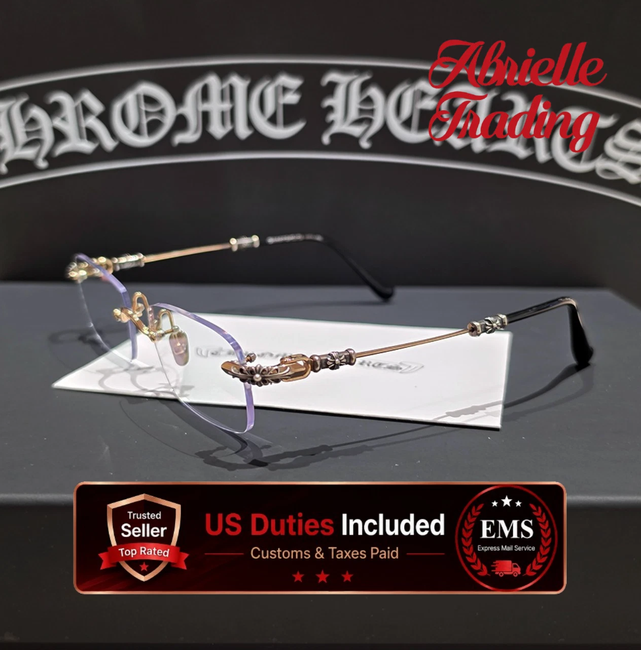 [Chrome Hearts] Pills III Black Gold Silver Mix Eyeglasses (100% Authentic)