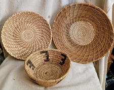 Lot Of Three Wonderful Papago Or Tohono O’odham  Baskets 