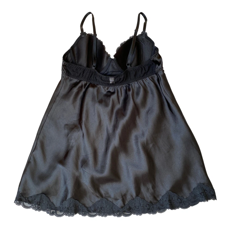 Gilligan OMalley Babydoll Bustier Lencería Top Mujeres L Negro Romántico Encaje Ribete Foto 2 de 4