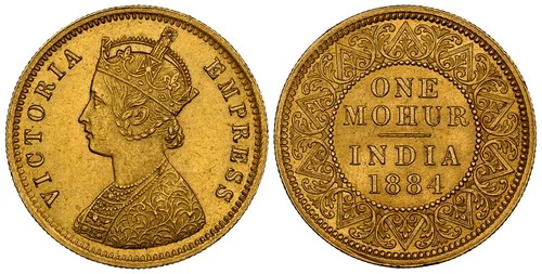 INDIA-BRITISH. Victoria. 1884-(c) AV Mohur. NGC MS61 Calcutta mint S&W 6.12