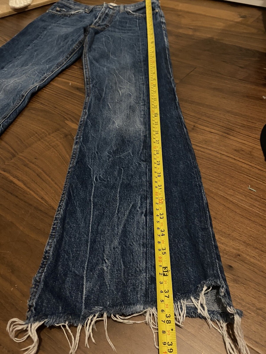 Zara y2k 00s style denim faded blue wide leg flare Jeans Size EUR 