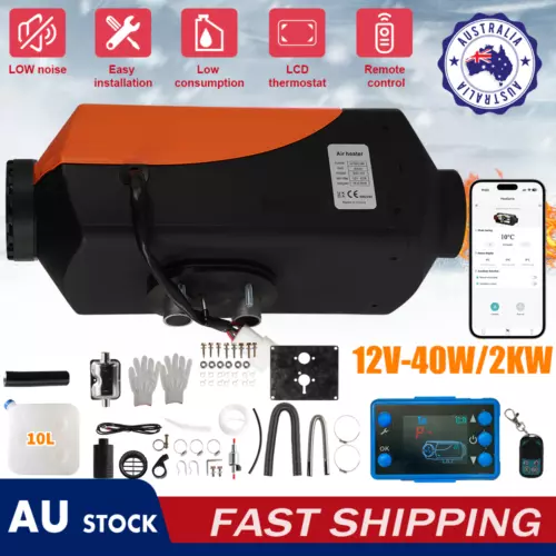 12V 2KW Diesel Air Heater Tank Remote+Bluetooth Thermostat Caravan Motorhome RV