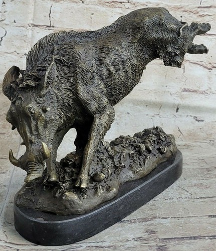 Sculpture en bronze ~ SANGLIER ~ Signé : Antoine-Louis Barye figurine moulée à chaud art