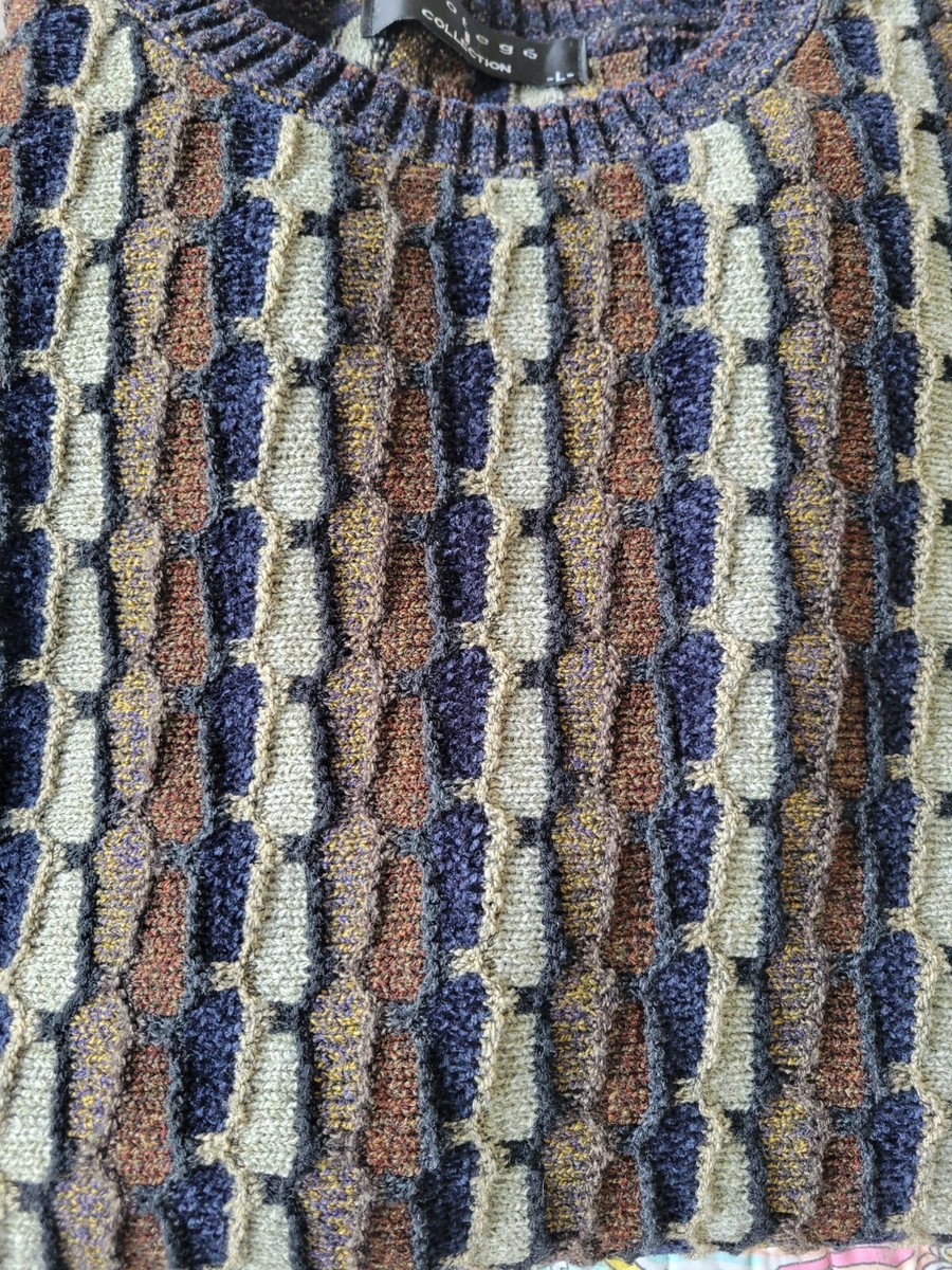 Vintage Protege Collection Mens 3D Textured Knit Sweater L