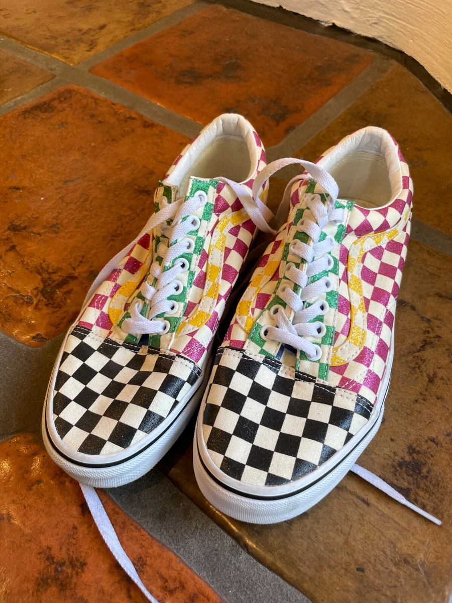 Checkered glitter vans discount