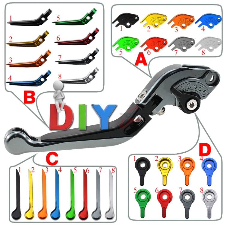 Brake Clutch Levers For Kawasaki Ninja 250R 300R ZX6R 636 ZX10R 650R ZX14R 1000 Foto 3 de 4