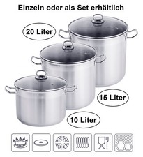 XXL Profi Universalkochtopf Suppentopf 10, 15 oder 20 Liter für alle Herdarten