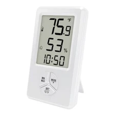  Digital Hygrometer Thermometer with Clock, Humidity Monitor with Min Max 