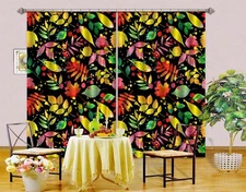 3D Colorful Leaves ZHUA651 Photo Curtain Window Blockout Fabric Amy 2023