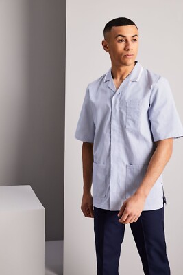 Herren Gesundheitswesen Krankenschwester Tunika Arbeitskleidung Friseure gestreift Uniform Kurzarm