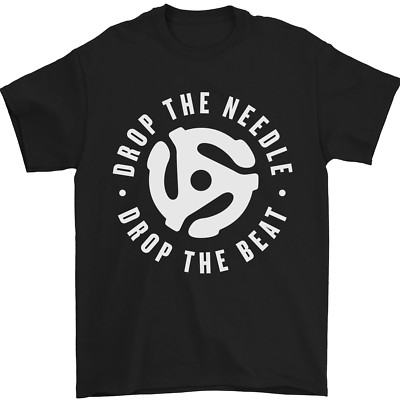 Drop the Needle DJ Turntable Decks Vinyl Herren T-Shirt 100% Baumwolle