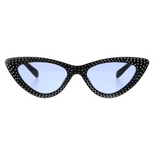 Women's Skinny Cat Eye Sunglasses Silver Dotted Bling Fashion UV400