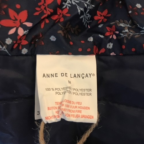 Anne De Lancay Women’s Size Medium Blue & Red Floral Zip Up Lightly Padded Coat - Picture 14 of 16