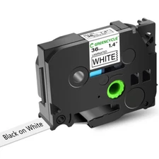 For Brother P-Touch TZe-261 TZ-261 36mm Black on White Standard Laminated Tape