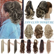Jaw Claw On Ponytail Hairpiece Clip in Pony Tail As Human Real Hair Extension US