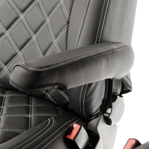 VW T6/T6.1 FRONT SEAT COVERS LEATHERETTE WITH 'VW' LOGO (2015 ONWARDS) - Picture 133 of 134