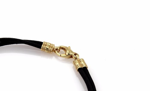 Bulvari 18k Yellow Gold Large Wave Circle Charm Double Cord Bracelet - Picture 2 of 4