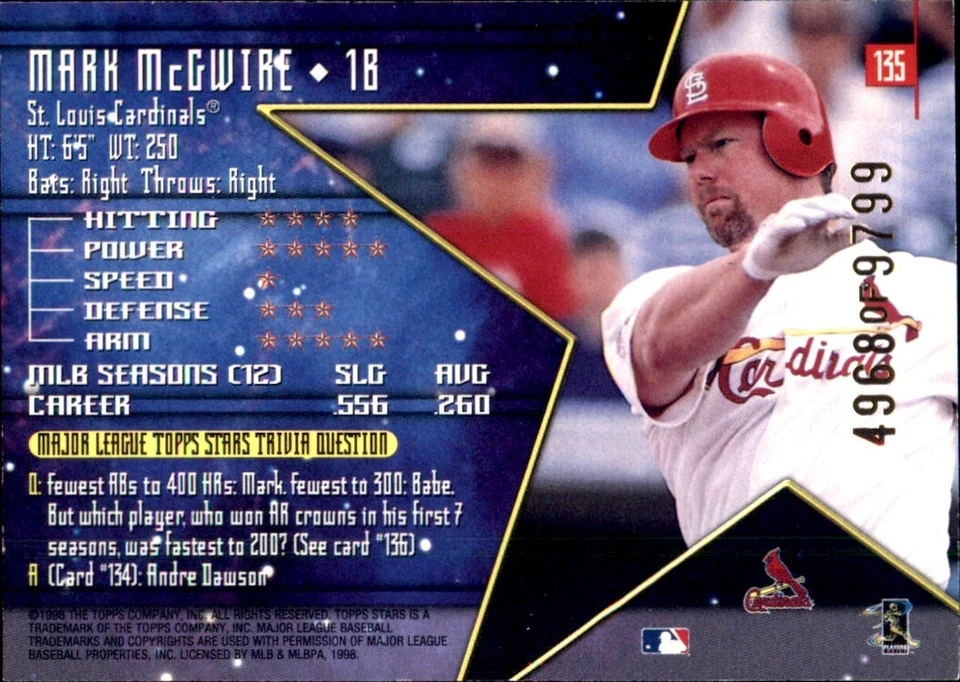 1998 Topps Stars BRONZE SERIAL #'d ⚾ YOU PICK YOUR FAVS 🧢 MLB #76 - #148 - Image 2 of 4