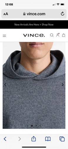 Vince Men's Broken Twill Pullover Hoodie Size XS Super Soft Coastal Retail $195 - Picture 4 of 8