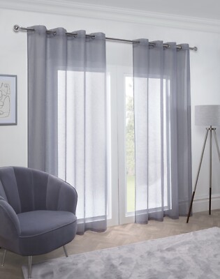 Voile Flächenvorhang Netz gefüttert transparent Ösen luftig Sichtschutzvorhang - Widder
