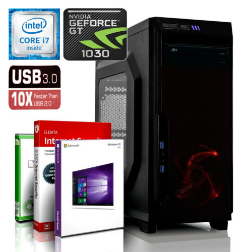 GAMING PC INTEL i7 24GB RAM 250GB SSD 2000GB HDD GT1030 Windows 10 WLAN Computer