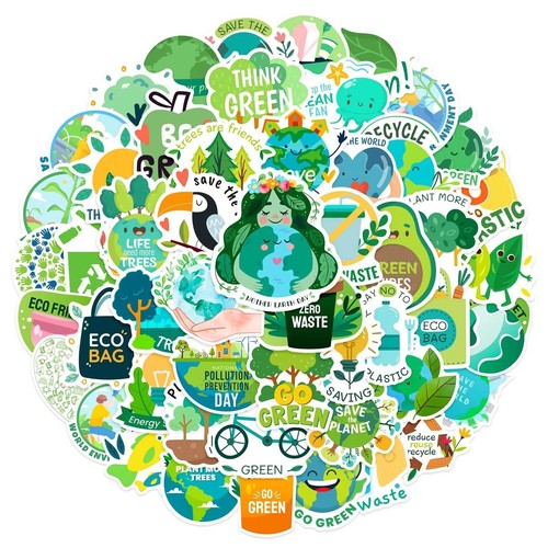 50 PCS Earth Day Go Green Eco Awareness Stickers Decals Hydro Yeti Free Shipping - Picture 5 of 5