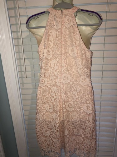 lulus formal floral lace bodycon dress NWT M BLUSH - Picture 5 of 8