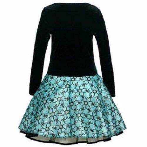 Bonnie Jeans Little Mädchen 5 Aqua Glitzer & Samt Tropfen Taille Kleid neu mit Etikett $ 60 - Bild 2 von 2