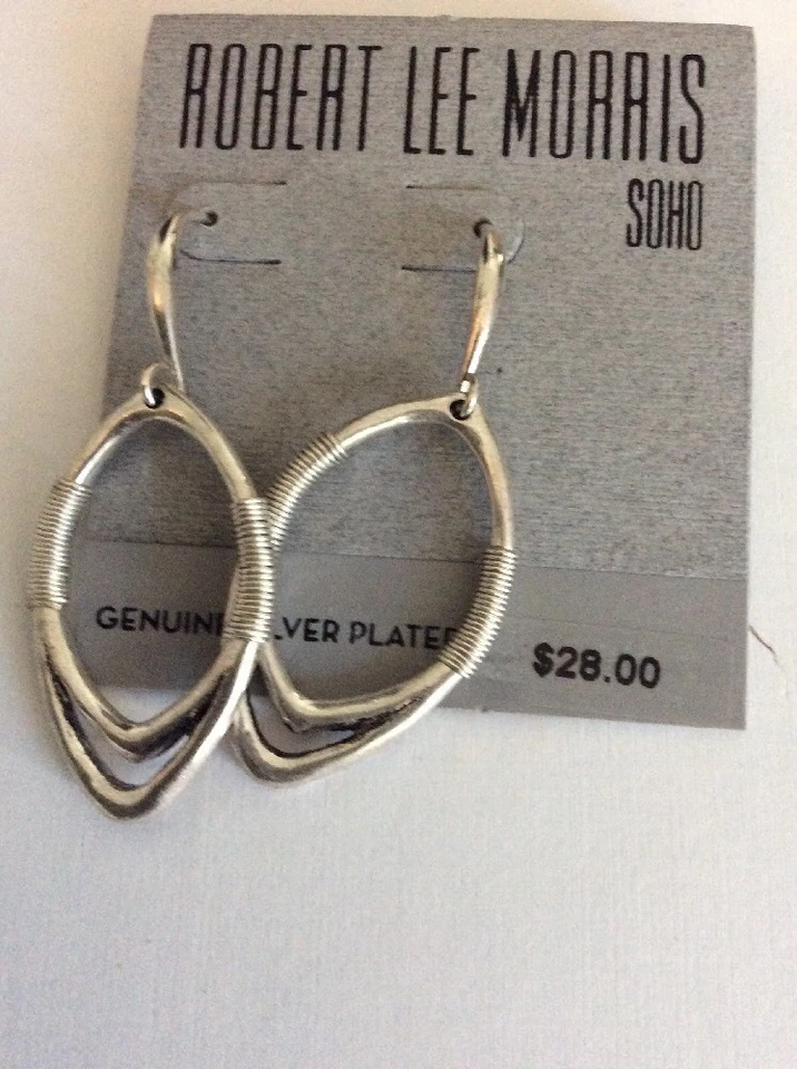 $28 Robert Lee Morris Aros Tono Plata Con Alambre Pendientes 144a Foto 3 de 4