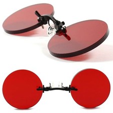 Vintage Retro 18th Century Pince Nez Round Gothic Red Costume Cosplay Glasses