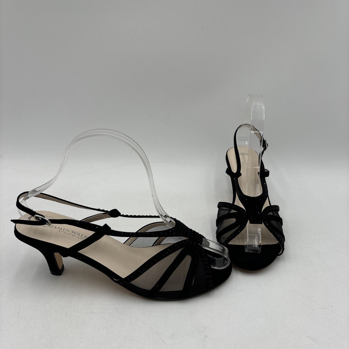Touch Ups CLARA Black Synthetic Open Toe Strappy Kitten Heel