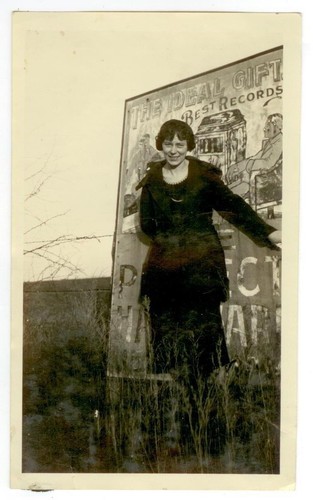 c1920s phonograph advertising billboard photo - Jewell Kansas Gladys W Musser