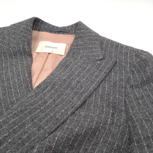 Suistudio Blazer Jacket Ladies Luxury Cotton Alpaca Striped Sj3 Size 34 - Picture 9 of 11