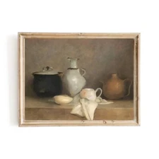 Farmhouse kitchen print still life painting Paper Poster Prints vintage art farm