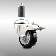 3 Inch 316SS Black Poly Swivel 1-1/4 Inch Expanding Stem Caster Lock Brake SCC