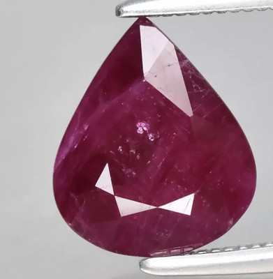 2,04ct 9x7,5mm Birne lila rot Rubin Edelstein Mosambik *beheizt