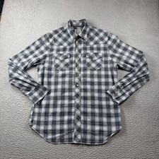 Levis Western Wear Shirt Mens L Plaid Button Up Long Sleeve Pearl Snap Rancher