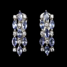 925 Sterling Silver Earrings Marquise Tanzanite Natural Gemstone Jewelry