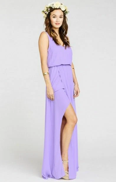 Vestido Maxi abertura Show Me Your Mumu $162 Kendall lila nítido talla XS boda Foto 4 de 4