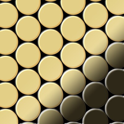 Mosaik Fliese massiv Metall Messing gewalzt gold 1,6mm stark Dome-BM 