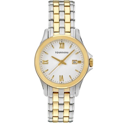 Tourneau TLRB-W064 Gold Silver Tone White Dial Date Women's Watch GREAT  GIFT