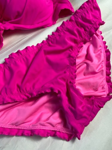 Bikini Beach Goddess Vibes Sun Dazed Rosa Caliente 2 Piezas Talla 36D Halter Top Fruncido - Imagen 4 de 9