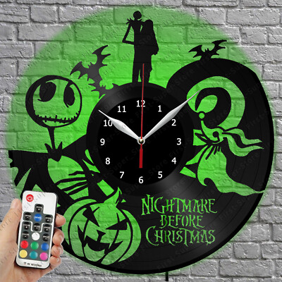 LED Clock Nightmare Before Christmas Vinyl Record Wall Clock Led LightClock 4013