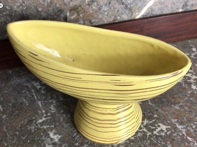 Rare Vintage MCM By McCoy Pottery Harmony Footed Striped Glaze 6''