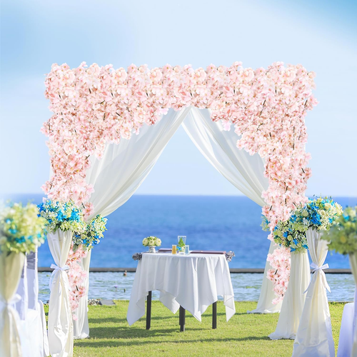 Cherry Blossom Garland Artificial Cherry Flower Vines 4 Pack Hanging Silk Flower - Picture 3 of 12