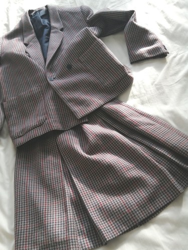 Vintage St Michaels Womens Tweed Houndstooth Skirt Jacket Blazer Suit UK 12 14 - Picture 12 of 13